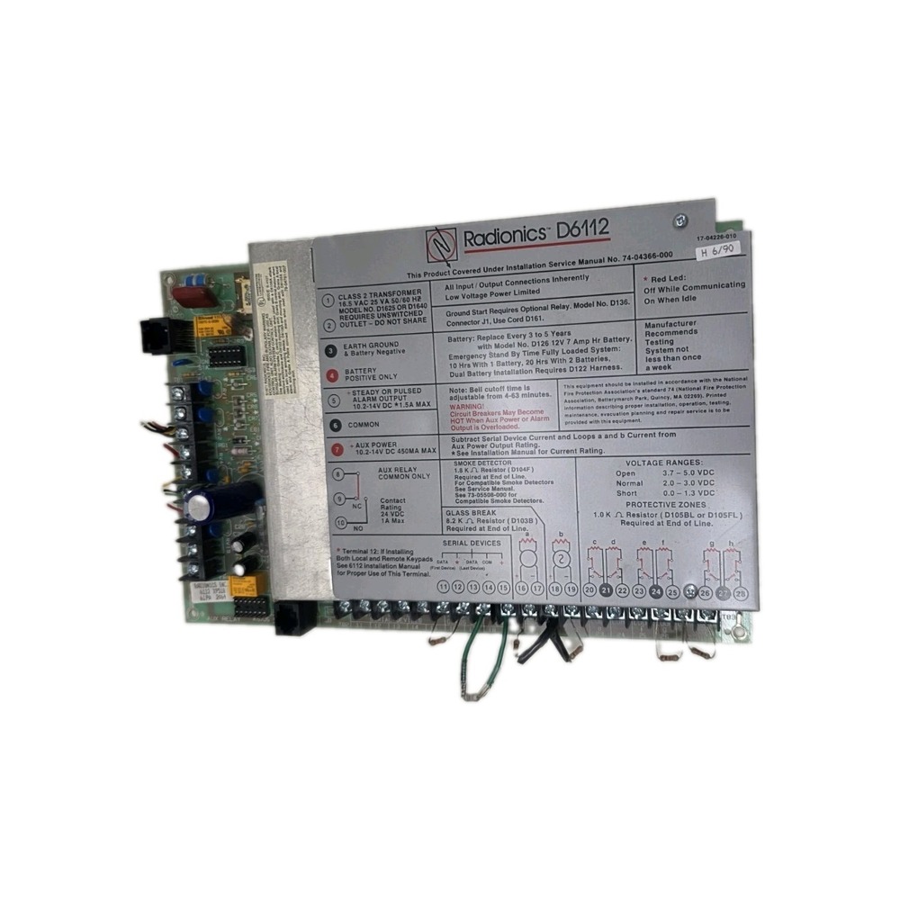 Radionics D6112 security alarm panel control board
